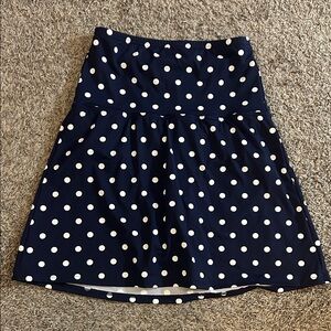 Lands' End High Waisted Navy and White Polka Dot Swim Skirt